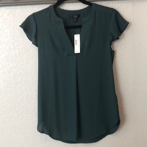 NWT 00 J. Crew Forest Green Blouse